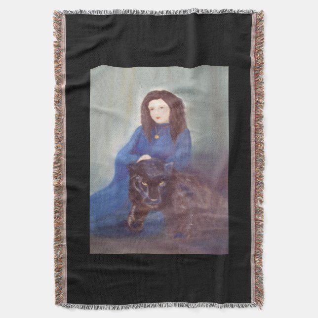 Woman n Black Panther Throw Blanket Filt (Framsidan Vertikal)