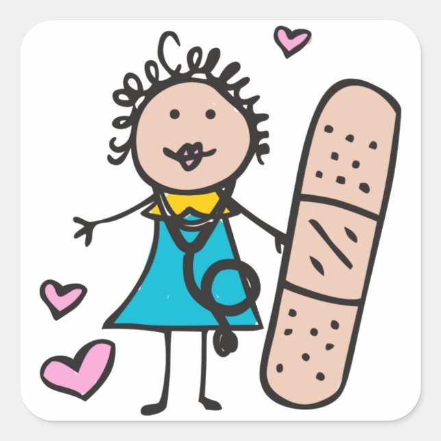 Woman Nurse Fyrkantigt Klistermärke (Framsida)