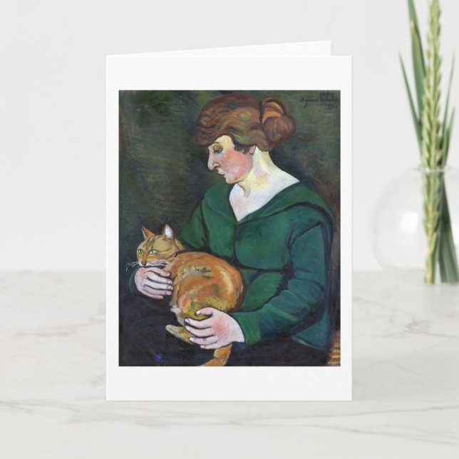 Woman och Cat, Suzanne Valadon Kort (Framsida)