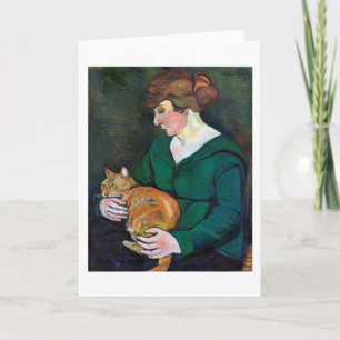 Woman och Cat, Suzanne Valadon Kort
