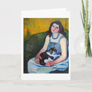 Woman och Cat, Suzanne Valadon Kort