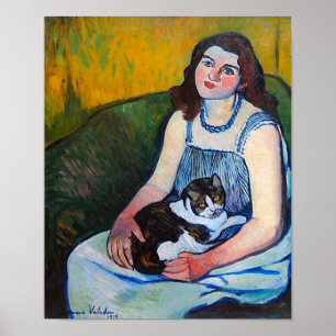 Woman och Cat, Suzanne Valadon Poster