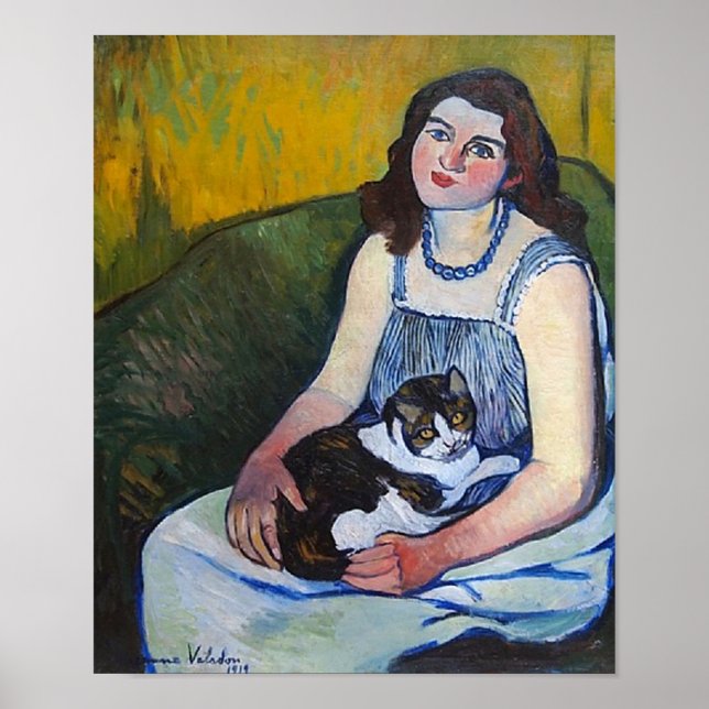 Woman och Cat, Suzanne Valadon Poster (Framsidan)