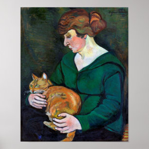 Woman och Cat, Suzanne Valadon Poster