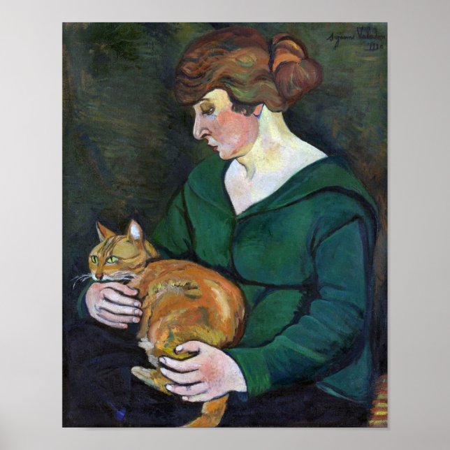 Woman och Cat, Suzanne Valadon Poster (Framsidan)