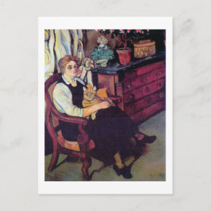 Woman och Cat, Suzanne Valadon Vykort