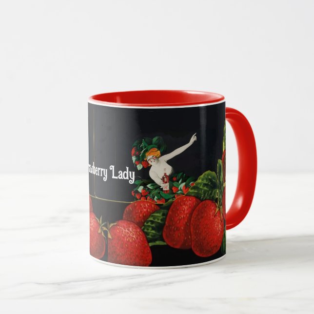 WOMAN OCH STRAWBERRIES Art nouveau Strawberry Dam Mugg (Framsida höger)