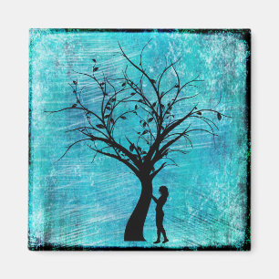 Woman och Träd Silhouette Megnat Magnet
