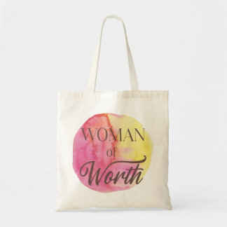 Woman of Worth Watercolour Tote Bag Tygkasse