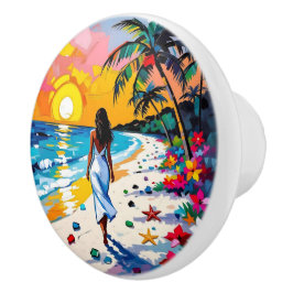 Woman on Beach Tropical Scene Personalized Knopp