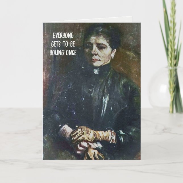 Woman Porträtt av Van Gogh för födelsedagen Humor Kort (Framsida)