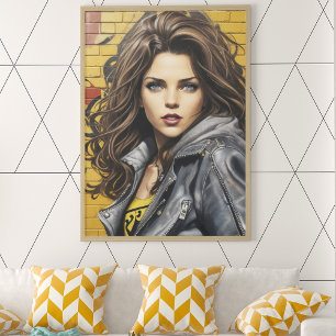 Woman Porträtt in Street Art Poster