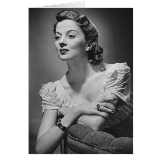 Woman Posing in Studio Hälsningskort (Framsidan)