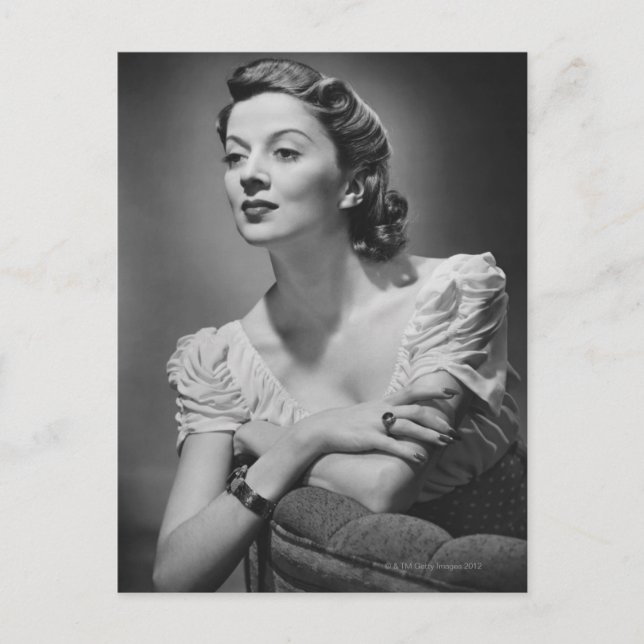 Woman Posing in Studio Vykort (Framsida)