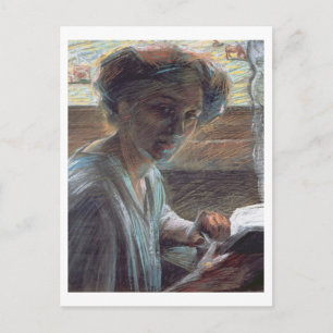 Woman Reading, 1909 (olja på arbetsyta) Vykort
