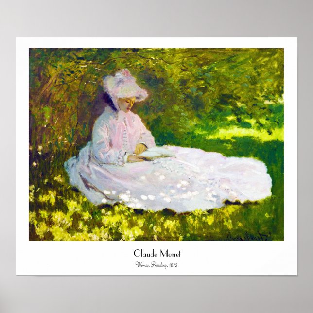 Woman Reading Claude Monet Poster (Framsidan)