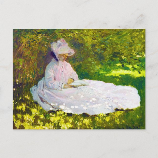 Woman Reading Claude Monet Vykort (Framsida)