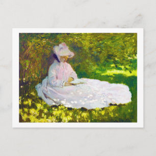 Woman Reading Claude Monet Vykort