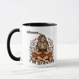 Woman reading in silence – Bohemian floral design Mugg