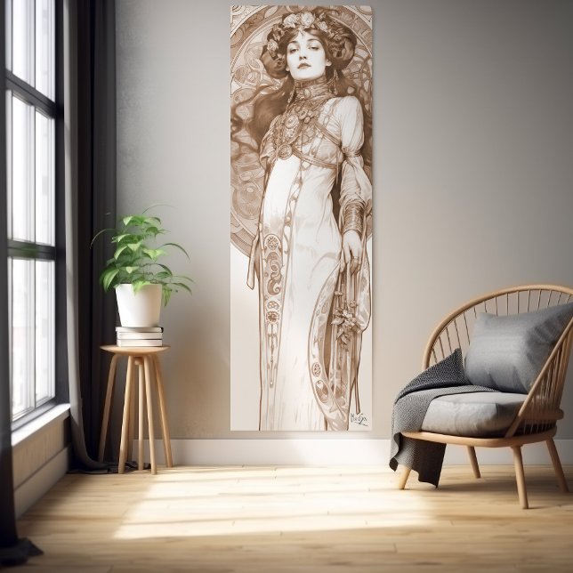 Woman Red Crayon Study Alphonse Mucha Art nouveau Poster (Skapare uppladdad)