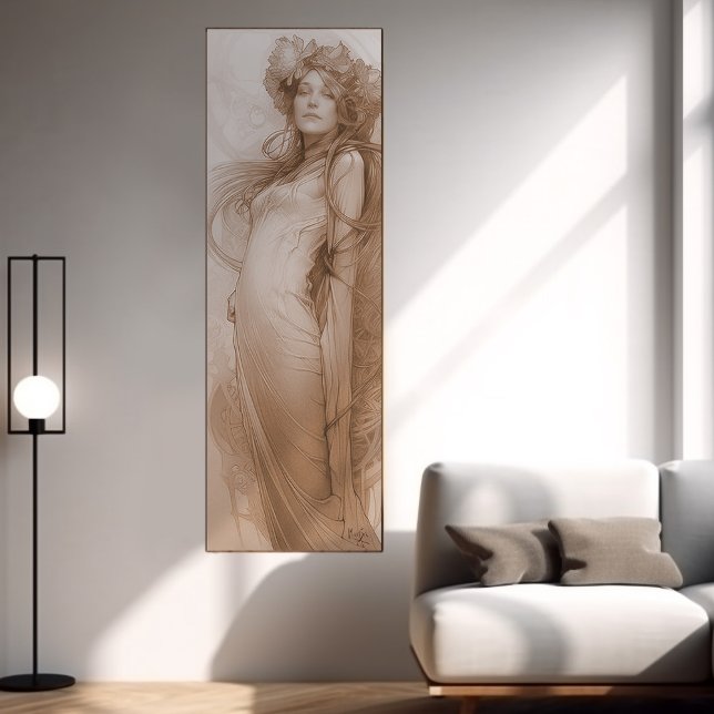 Woman Red Crayon Study Alphonse Mucha Belle Epoche Poster (Skapare uppladdad)