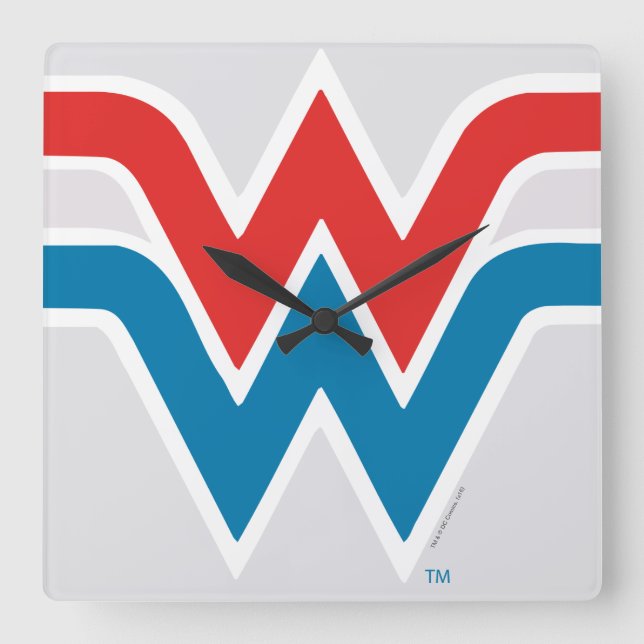  Woman Red White och Blue Logotyp Fyrkantig Klocka (Framsida)