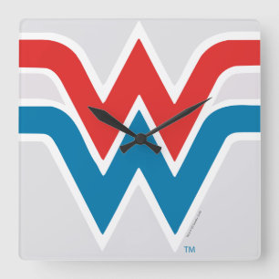 Woman Red White och Blue Logotyp Fyrkantig Klocka