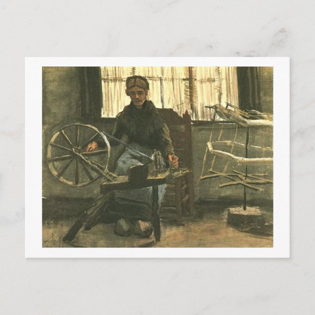 Woman Reeling Yarn (F1139) Van Gogh Fine Art Vykort (Framsida)