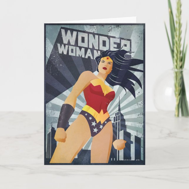  Woman Retro City Sunburst Kort (Framsida)