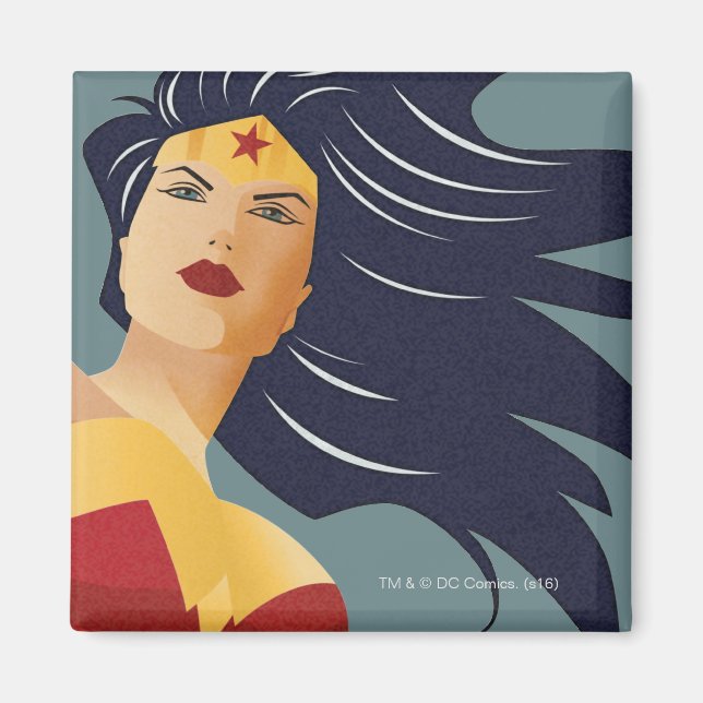  Woman Retro City Sunburst Magnet (Framsidan)