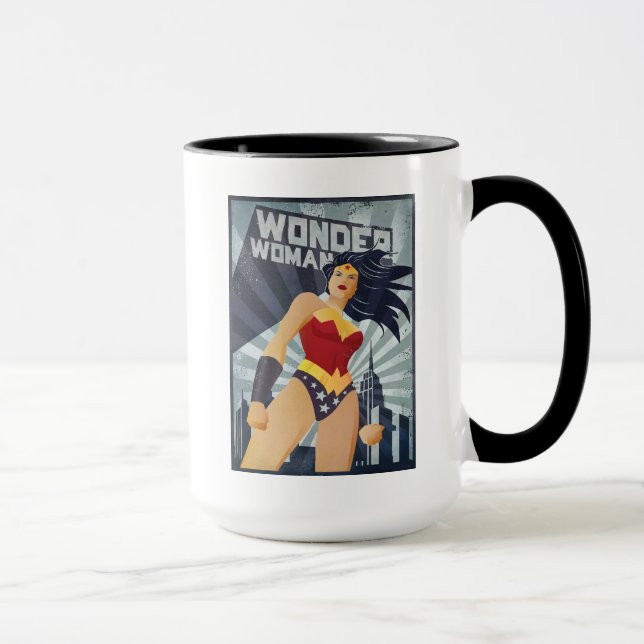  Woman Retro City Sunburst Mugg (Höger)