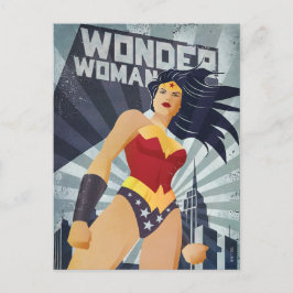  Woman Retro City Sunburst Vykort