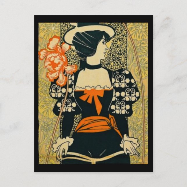 Woman Riding Bike Vykort (Framsida)