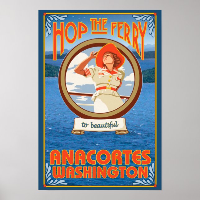Woman Riding Ferry - Anacortes Washington Poster (Framsidan)