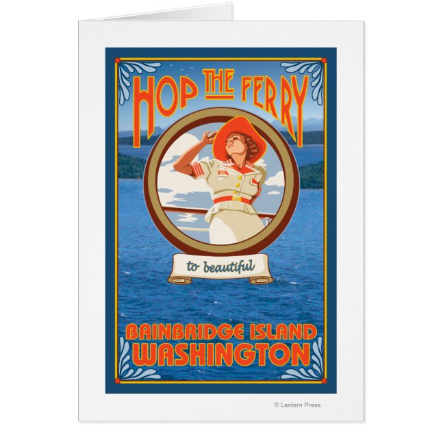 Woman Riding Ferry - Bainbridge Island, WA Hälsningskort (Framsidan)