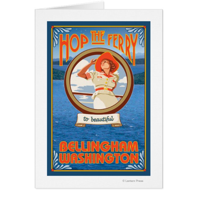 Woman Riding Ferry - Bellingham, Washington Hälsningskort (Framsidan)