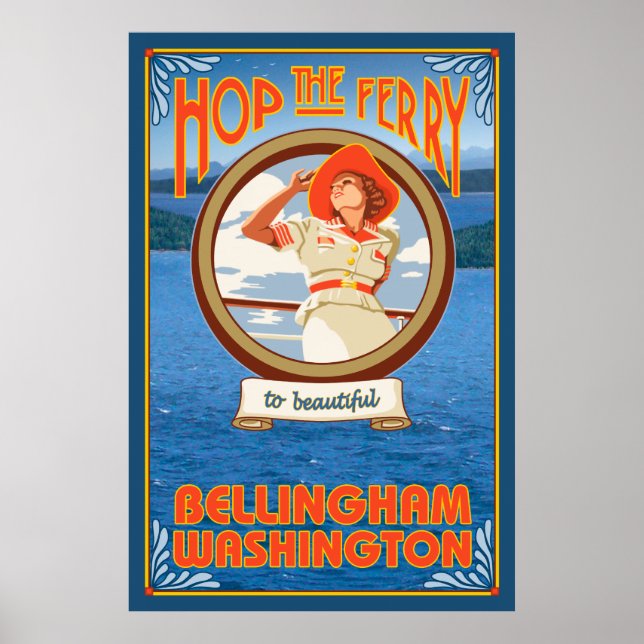 Woman Riding Ferry - Bellingham, Washington Poster (Framsidan)