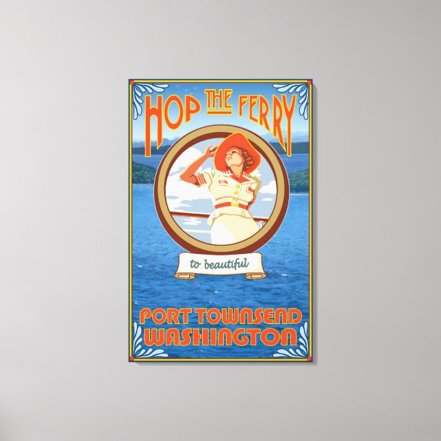 Woman Riding Ferry - Port Townsend Washington Canvastryck (Framsida)