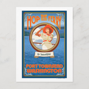 Woman Riding Ferry - Port Townsend Washington Vykort