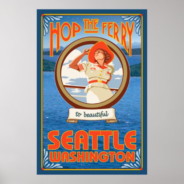 Woman Riding Ferry - Seattle, Washington Poster (Framsidan)