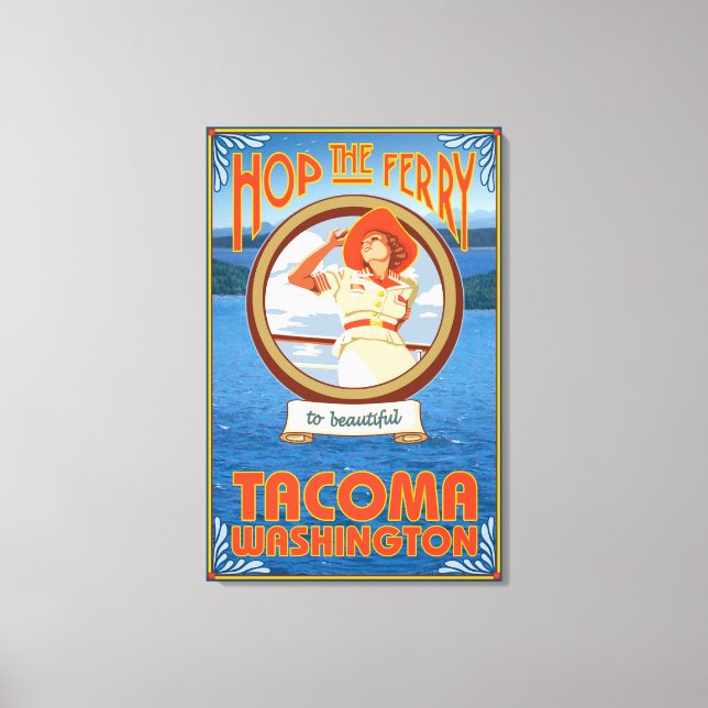Woman Riding Ferry - Tacoma, Washington Canvastryck (Framsida)