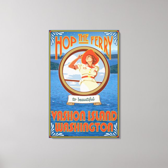 Woman Riding Ferry - Vashon Island, Washington Canvastryck (Framsida)