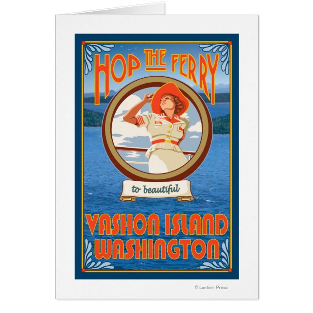 Woman Riding Ferry - Vashon Island, Washington Hälsningskort (Framsidan)