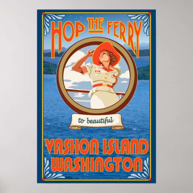 Woman Riding Ferry - Vashon Island, Washington Poster (Framsidan)
