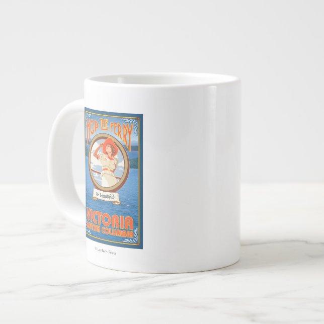 Woman Riding Ferry - Victoria, BC Canada Jumbo Mugg (Framsida vänster)