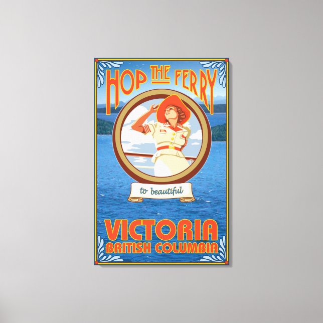 Woman Riding Ferry - Victoria, BC Kanada Canvastryck (Framsida)