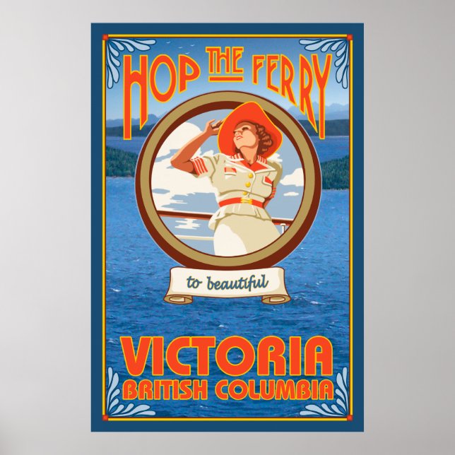 Woman Riding Ferry - Victoria, BC Kanada Poster (Framsidan)
