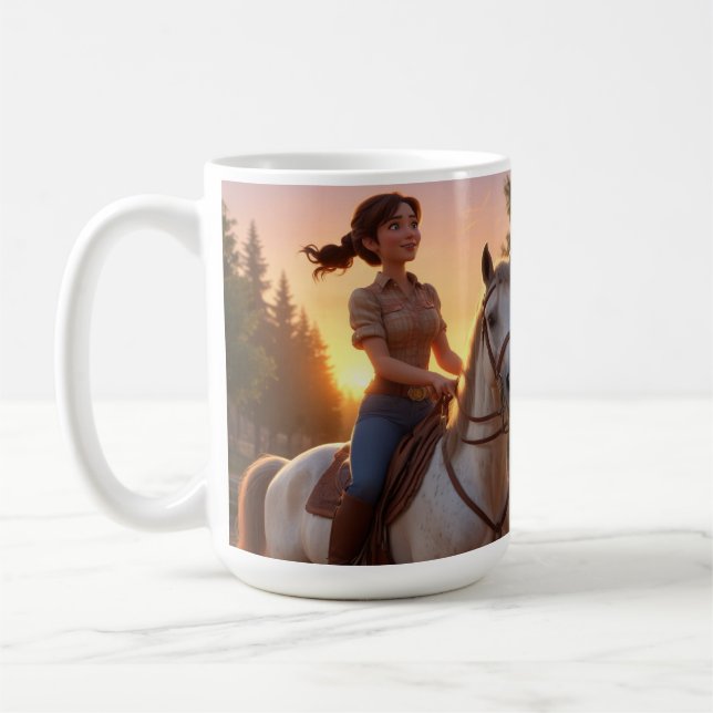 Woman Riding Horse Kaffemugg (Vänster)