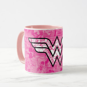  Woman Rosa Tecknad Bok Collage Logotyp Mugg
