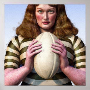 Woman Rugby Player - Rugby Painting Print Poster